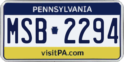 PA license plate MSB2294