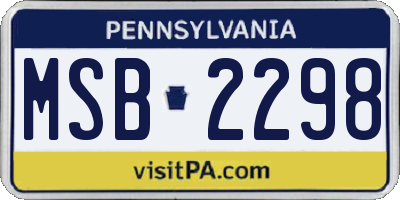 PA license plate MSB2298