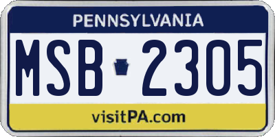 PA license plate MSB2305