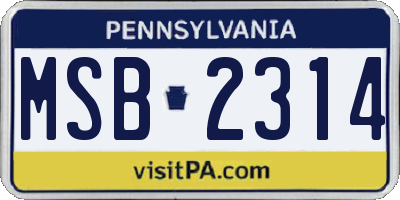PA license plate MSB2314