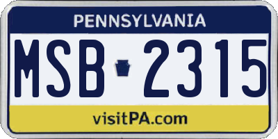 PA license plate MSB2315