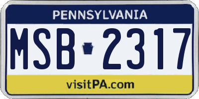 PA license plate MSB2317