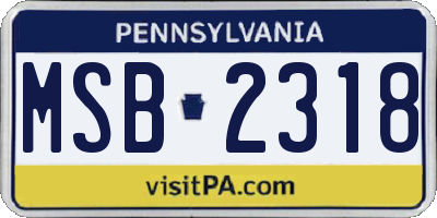 PA license plate MSB2318