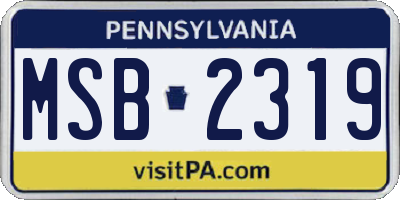 PA license plate MSB2319