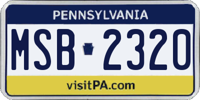 PA license plate MSB2320