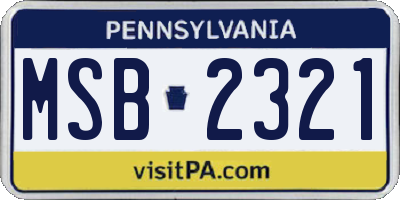 PA license plate MSB2321