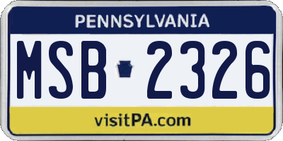 PA license plate MSB2326