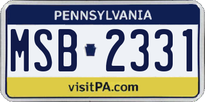 PA license plate MSB2331