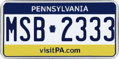 PA license plate MSB2333