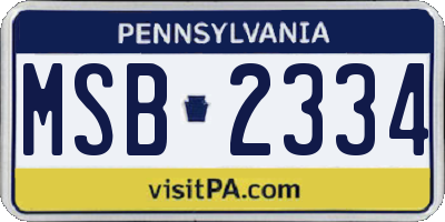 PA license plate MSB2334