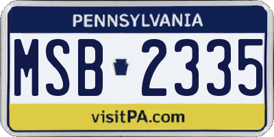 PA license plate MSB2335