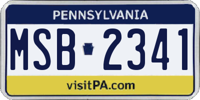 PA license plate MSB2341