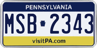 PA license plate MSB2343
