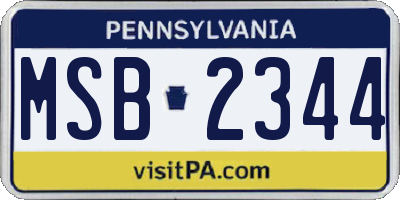 PA license plate MSB2344