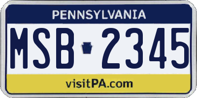 PA license plate MSB2345