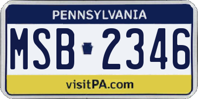 PA license plate MSB2346
