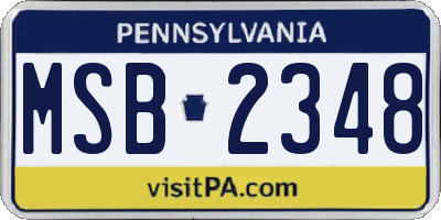 PA license plate MSB2348