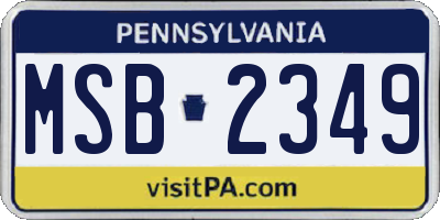 PA license plate MSB2349