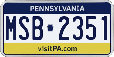 PA license plate MSB2351