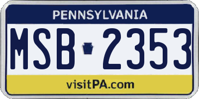 PA license plate MSB2353