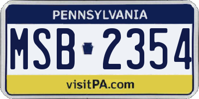 PA license plate MSB2354