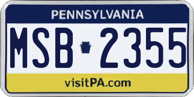PA license plate MSB2355