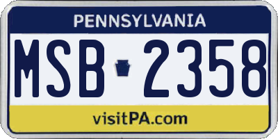 PA license plate MSB2358