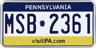 PA license plate MSB2361