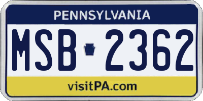 PA license plate MSB2362