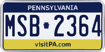 PA license plate MSB2364