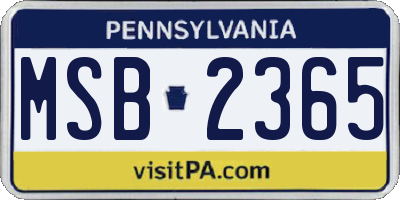PA license plate MSB2365
