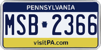 PA license plate MSB2366