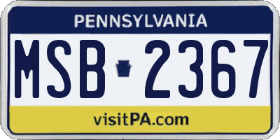 PA license plate MSB2367