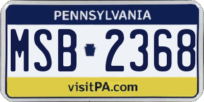 PA license plate MSB2368