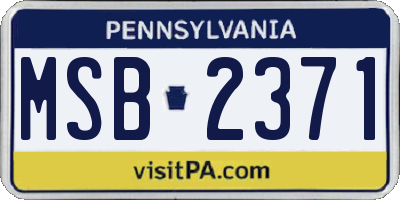 PA license plate MSB2371