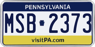 PA license plate MSB2373