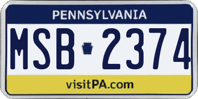 PA license plate MSB2374
