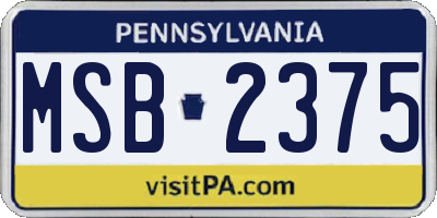 PA license plate MSB2375