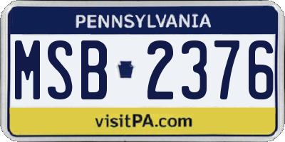 PA license plate MSB2376