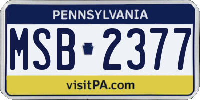 PA license plate MSB2377