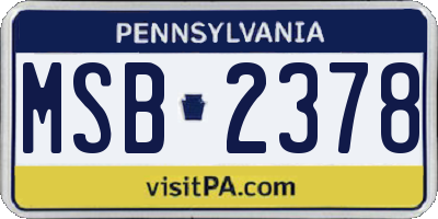 PA license plate MSB2378