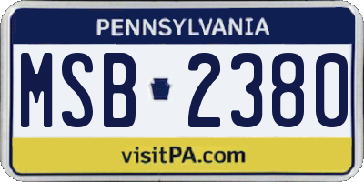 PA license plate MSB2380