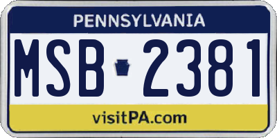 PA license plate MSB2381