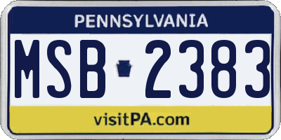PA license plate MSB2383