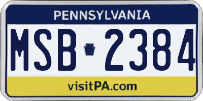 PA license plate MSB2384
