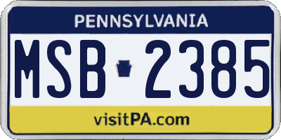 PA license plate MSB2385