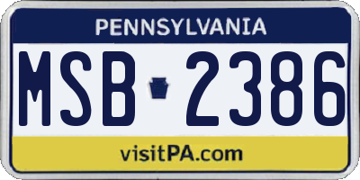 PA license plate MSB2386