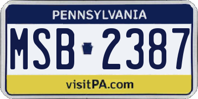 PA license plate MSB2387