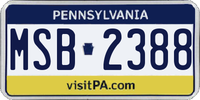PA license plate MSB2388