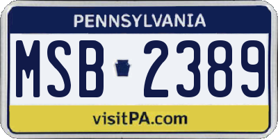 PA license plate MSB2389